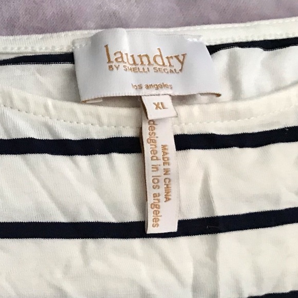 Laundry by Shelli Segal NWT Striped Cloud Dancer Cold Shoulder Top in XL - Picture 3 of 10